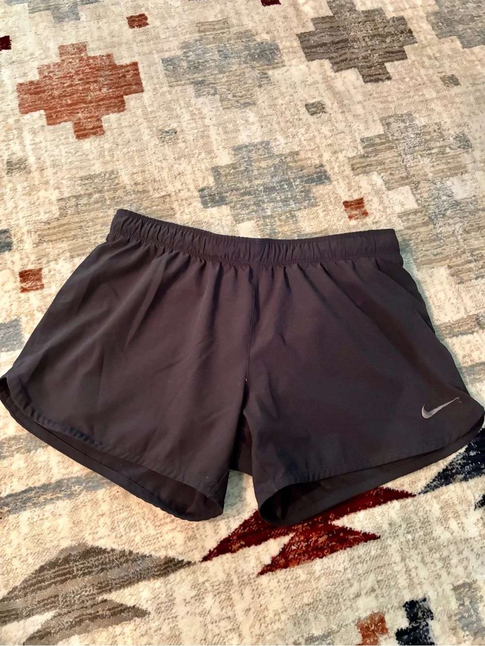Nike Women's Dark Gray Athletic Running Shorts with Reflective Swoosh